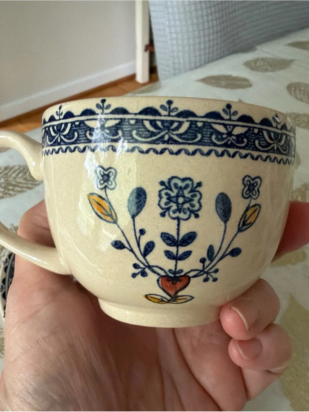 Johnson Brothers Vintage Hearts and flowers ironstone Teacup with Saucer
